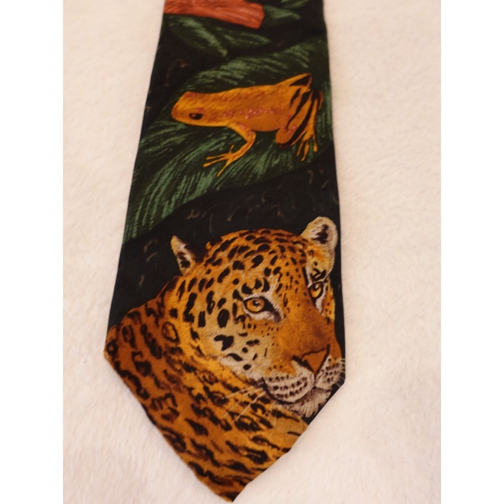 World Wildlife Fund WWF Nature Vtg Silk Crepe Tie Design‎ 146 Abstract Leopard